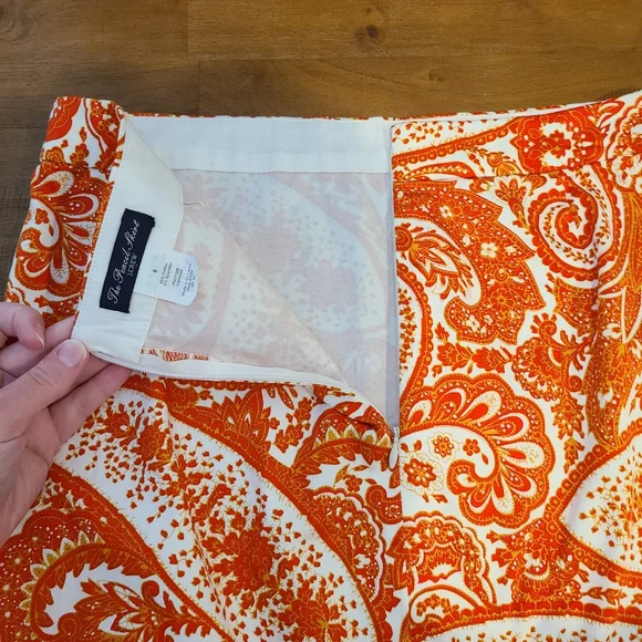 J.crew Factory The Pencil Skirt In Orange Paisley Floral Print - Picture 4 of 6